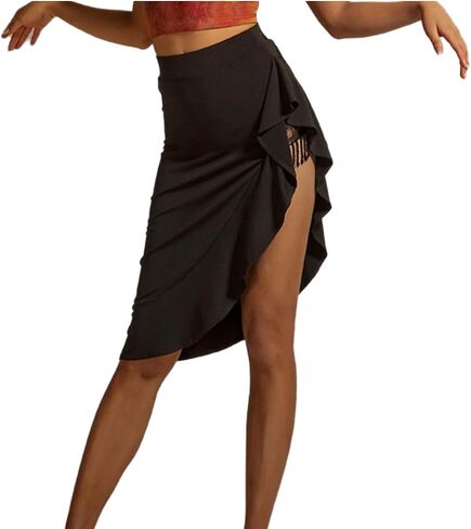 Asymmetrical Bodycon Latin Dance Skirt with Shorts High Low Salsa Ballroom Skirt for Women Dance Clothes in Saudi Arabia