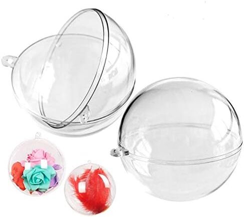 XIANMU 10 Pack Clear Plastic Fillable Ornament Balls 60mm Christmas DIY Craft Ball for Christmas Party Decorations DIY Bath Bomb Mold Set in Kuwait