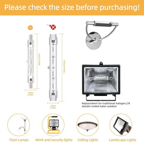 مصابيح ضوء الهالوجين R7S 120 فولت 150W ، 6 حزمة J78mm T3 J نوع المصابيح الهالوجين ، 3 بوصة مصباح كهربائي طويل مزدوج للعمل ، الأمن ، مصابيح المناظر الطبيعية ، قابلة للضمان in Kuwait