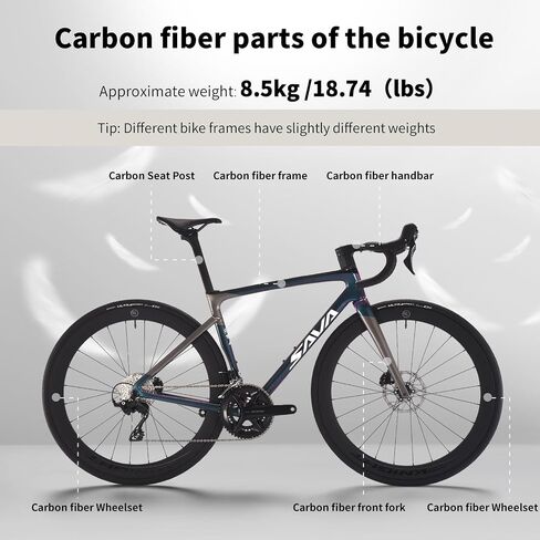 SAVADECK SLR7S Carbon Road Bike, T800 Carbon Fiber Frame Racing Bicycle with Shimano 105 R7120 24 Speed Groupset and Hydraulic Disc Brakes, Ultra-Light Carbon Bike in Saudi Arabia