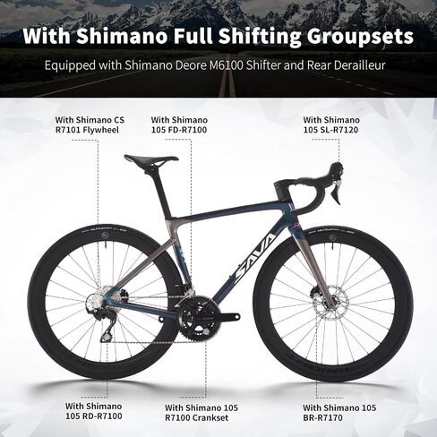 SAVADECK SLR7S Carbon Road Bike, T800 Carbon Fiber Frame Racing Bicycle with Shimano 105 R7120 24 Speed Groupset and Hydraulic Disc Brakes, Ultra-Light Carbon Bike in Saudi Arabia
