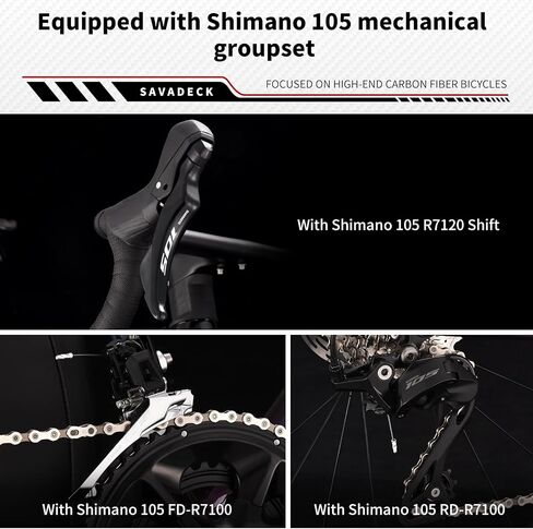 SAVADECK SLR7S Carbon Road Bike, T800 Carbon Fiber Frame Racing Bicycle with Shimano 105 R7120 24 Speed Groupset and Hydraulic Disc Brakes, Ultra-Light Carbon Bike in Saudi Arabia