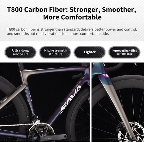 SAVADECK SLR7S Carbon Road Bike, T800 Carbon Fiber Frame Racing Bicycle with Shimano 105 R7120 24 Speed Groupset and Hydraulic Disc Brakes, Ultra-Light Carbon Bike in Saudi Arabia