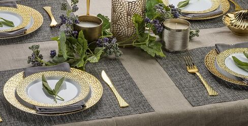 Laura Stein Designer Dinnerware Set of 32 Premium Plastic Wedding/Party Plates: White, Gold Rim. Set Includes 16 10.75" Dinner Plates & 16 7.5" Salad Plates | Glitz Series in Saudi Arabia