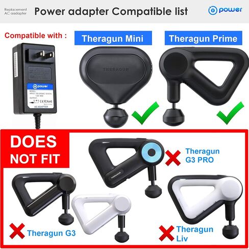 T Power 15V شاحن لـ Theragun Prime ، Theragun Mini G4 Mini-PKG-US محفز مدافع العضلات الإيقاعية الإيقاعية. in Saudi Arabia