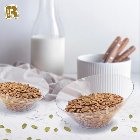 R -kay 6 Pack Angled Candy Bowls - Blasty Blans 20 Oz - Bremium Plastic Serning Bowls Diversion Hucked for Weddings Catering ، Firms ، وجميع المناسبات (واضحة ، متوسطة) in Kuwait