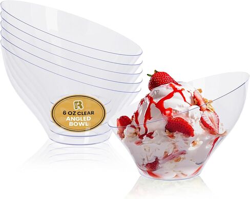 R -kay 6 Pack Angled Candy Bowls - Blasty Blans 20 Oz - Bremium Plastic Serning Bowls Diversion Hucked for Weddings Catering ، Firms ، وجميع المناسبات (واضحة ، متوسطة) in Kuwait