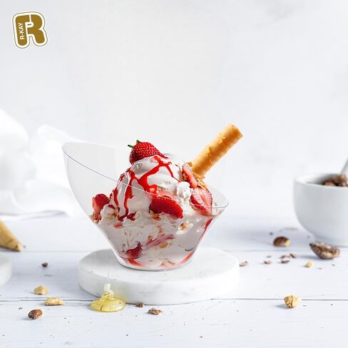 R -kay 6 Pack Angled Candy Bowls - Blasty Blans 20 Oz - Bremium Plastic Serning Bowls Diversion Hucked for Weddings Catering ، Firms ، وجميع المناسبات (واضحة ، متوسطة) in Kuwait