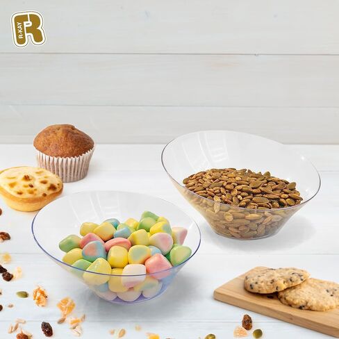 R -kay 6 Pack Angled Candy Bowls - Blasty Blans 20 Oz - Bremium Plastic Serning Bowls Diversion Hucked for Weddings Catering ، Firms ، وجميع المناسبات (واضحة ، متوسطة) in Kuwait