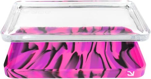 EYCE ProTeck™ Glass Tray - Innovative 2-in-1 Design with Platinum-Cured Silicone Cover, Spacious Surface, Unique Striping, Essential Accessory for Sophisticated Users (Winter) in Saudi Arabia