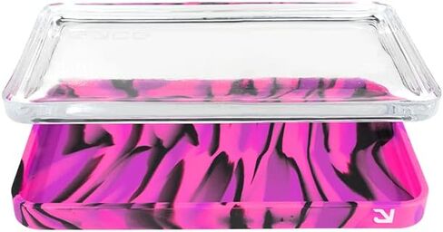 EYCE ProTeck™ Glass Tray - Innovative 2-in-1 Design with Platinum-Cured Silicone Cover, Spacious Surface, Unique Striping, Essential Accessory for Sophisticated Users (Winter) in Saudi Arabia