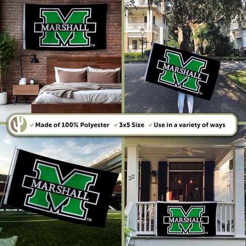 Desert Cactus Marshall University MU Flag - 3 x 5 Feet Thundering Herd Banner, Indoor/Outdoor Durable Fabric, 100% Polyester Design (Style 7) in Saudi Arabia