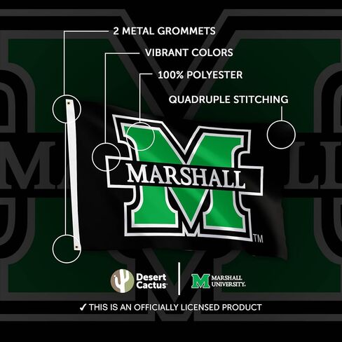 Desert Cactus Marshall University MU Flag - 3 x 5 Feet Thundering Herd Banner, Indoor/Outdoor Durable Fabric, 100% Polyester Design (Style 7) in Saudi Arabia