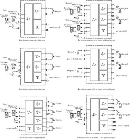 220V Power Supply 1 Input 2 Output 4-20mA/0-10V Signal Isolator Price with Din Rail(1-5V in_220V_1-5V Out) in Kuwait