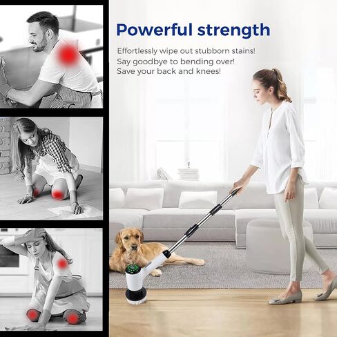 Electric Spin Scrubber for Cleaning-2 Adjustable Speeds,8 Cleaning Brushes,Cordless Cleaning Tools, Shower Scrubber with Long Handle,Power Scrubbers for Cleaning Bathroom, Tile Tub in Saudi Arabia