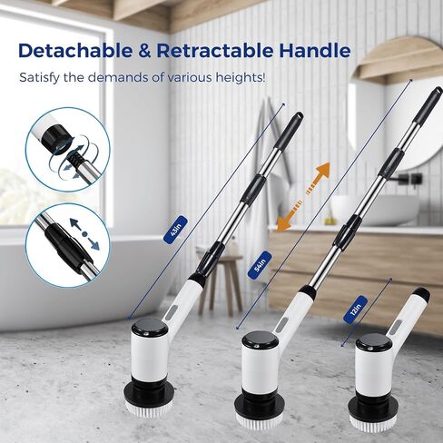 Electric Spin Scrubber for Cleaning-2 Adjustable Speeds,8 Cleaning Brushes,Cordless Cleaning Tools, Shower Scrubber with Long Handle,Power Scrubbers for Cleaning Bathroom, Tile Tub in Saudi Arabia