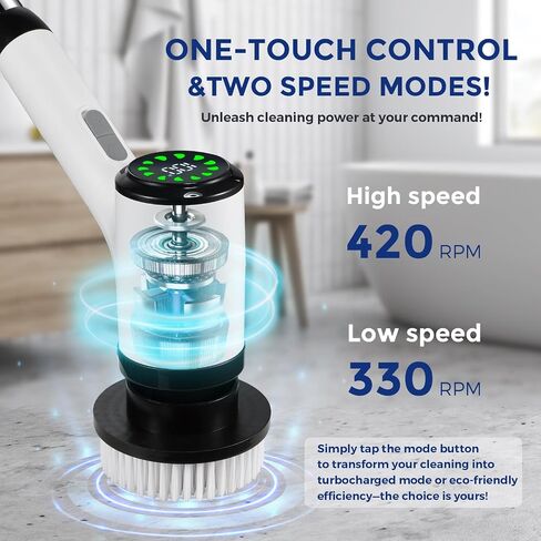 Electric Spin Scrubber for Cleaning-2 Adjustable Speeds,8 Cleaning Brushes,Cordless Cleaning Tools, Shower Scrubber with Long Handle,Power Scrubbers for Cleaning Bathroom, Tile Tub in Saudi Arabia