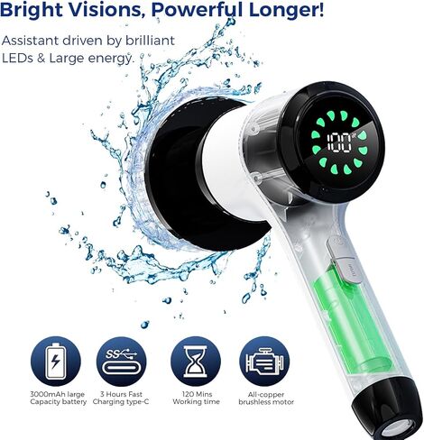 Electric Spin Scrubber for Cleaning-2 Adjustable Speeds,8 Cleaning Brushes,Cordless Cleaning Tools, Shower Scrubber with Long Handle,Power Scrubbers for Cleaning Bathroom, Tile Tub in Saudi Arabia