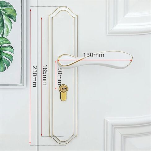 Fashion Mute Room Door Lock Zinc Alloy Interior Door Lock Handles European Style Gate Lock Furniture Hardware 1Pcs(Yellow Bronze_50MM) in Kuwait