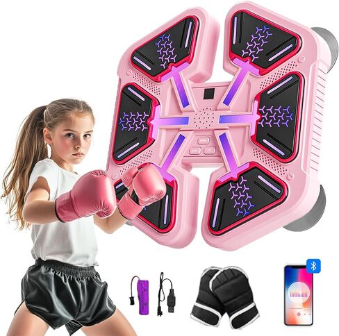 LITTCO 2025 New Music Upgrade Smart Boxing Machine (Thick Version) with Boxing Gloves, Wall-Mounted Fitness Equipment for Family, Children, Teenagers, Girls Birthday in Kuwait