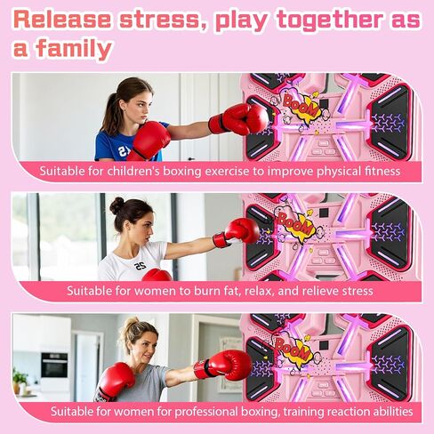 LITTCO 2025 New Music Upgrade Smart Boxing Machine (Thick Version) with Boxing Gloves, Wall-Mounted Fitness Equipment for Family, Children, Teenagers, Girls Birthday in Kuwait