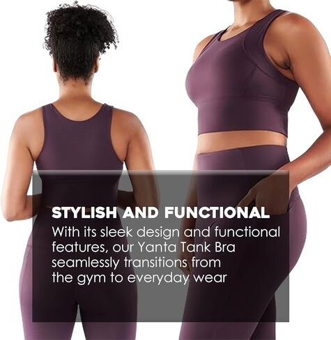Yanta Tank Bra, High-Impact Racerback Sports Bra for Women, Compression Moisture-Wicking Workout Gym Bra in Saudi Arabia