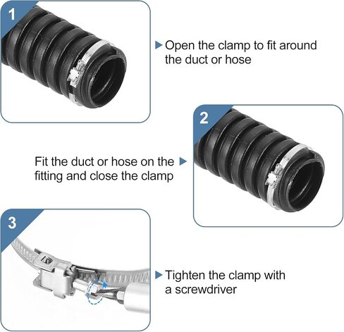 uxcell 20 Inch 430 Stainless Steel Duct Clamps, 10 Pcs Adjustable Hose Clamps with Worm Gear Pipe Clamp Air Duct Clamp for Flexible Ducting Heating Cooling Exhaust Ventilation in Saudi Arabia