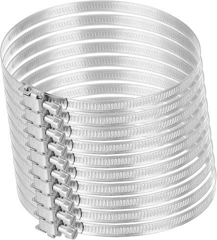 uxcell 20 Inch 430 Stainless Steel Duct Clamps, 10 Pcs Adjustable Hose Clamps with Worm Gear Pipe Clamp Air Duct Clamp for Flexible Ducting Heating Cooling Exhaust Ventilation in Saudi Arabia