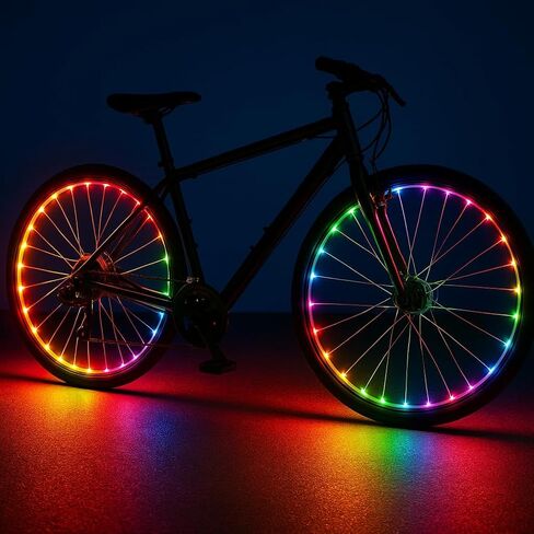 Bike Wheel Lights 2-Pack – LED Bicycle Wheel Lights with Remote Control, 17 Colors 7 Modes, 4 Timer Settings, Waterproof – Great Gift for Kids & Adults in Saudi Arabia