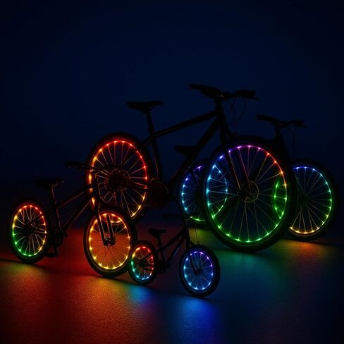 Bike Wheel Lights 2-Pack – LED Bicycle Wheel Lights with Remote Control, 17 Colors 7 Modes, 4 Timer Settings, Waterproof – Great Gift for Kids & Adults in Saudi Arabia