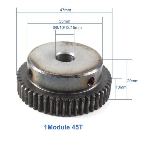 Pinion Hardware for Mechanical Rotation Metal Gear Wheel 1Module 45T Pinion Gears Wheel 6/8/10/12/15mm Bore 1 Mould 45Teeth Metal Gear for Motor(15mm) in Kuwait