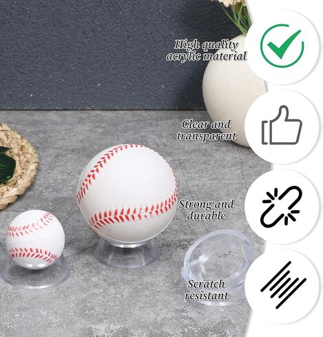 16 PCS Acrylic Baseball Stand ، 1.34 بوصة كرة صافية كرة مكوّنة من الكريستال ، تقف مع كرة القدم وكرة السلة وكرة القدم والكرة الطائرة والكرة اللينة وكرة البولينج والمجموعات in Saudi Arabia