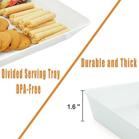 Serving Tray Platter, 4 Pack Food Tray for Veggie Fruit Snack Dessert Cookie Cheese, Food Trays for Party Supplies Display, Plastic Platters for Serving Food, Large White Trays, BPA Free in Saudi Arabia