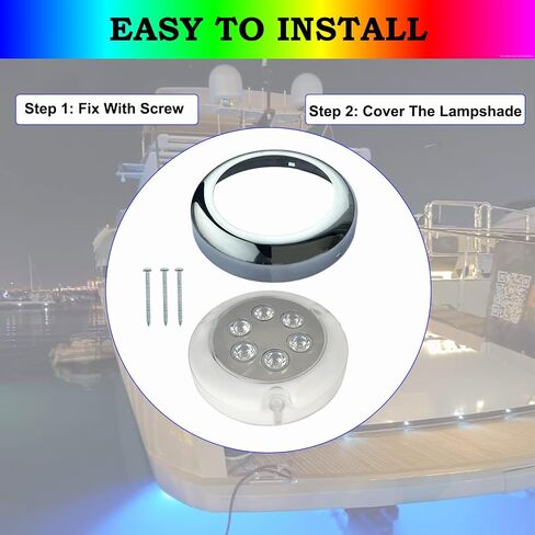 Boat Underwater Light, RGBW 3.5inch Marine LED Lights with 316 Stainless Steel, IP68 Waterproof vessel Lighting for Fishing Boat, Yacht, Dock Parties,12/24V Surface Mount (2pcs) in Kuwait