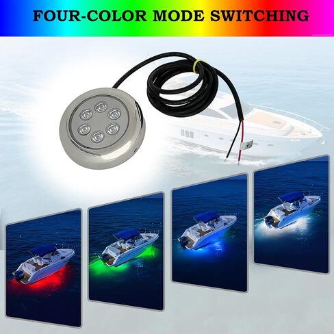 Boat Underwater Light, RGBW 3.5inch Marine LED Lights with 316 Stainless Steel, IP68 Waterproof vessel Lighting for Fishing Boat, Yacht, Dock Parties,12/24V Surface Mount (2pcs) in Kuwait
