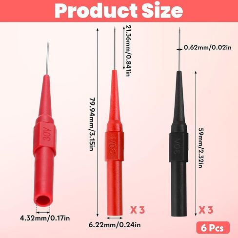 Giantree 4pcs 0.7 مم دبابيس مسبار اختبار ، مجموعة دبابيس مسبار الفولاذ المقاوم للصدأ ، اختبارات اختراق الأسلاك غير المدمرة ، تحقيقات متعددة القياس الفائقة لقابس المقبس ، اختبار السيارة (الأسود والأحمر) in Saudi Arabia