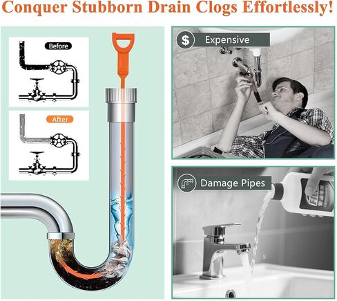 Drain Snake Hair Drain Clog Remover Tool, 25-Inch Flexible Pipe and Tub Cleaner Brush with Grip Handle, Hair Catcher for Bathroom, Kitchen, Bathtub, 10 Pack in Saudi Arabia
