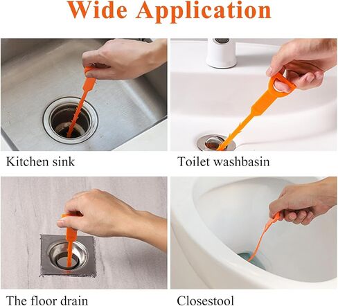 Drain Snake Hair Drain Clog Remover Tool, 25-Inch Flexible Pipe and Tub Cleaner Brush with Grip Handle, Hair Catcher for Bathroom, Kitchen, Bathtub, 10 Pack in Saudi Arabia