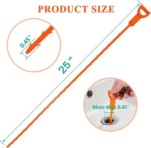 Drain Snake Hair Drain Clog Remover Tool, 25-Inch Flexible Pipe and Tub Cleaner Brush with Grip Handle, Hair Catcher for Bathroom, Kitchen, Bathtub, 10 Pack in Saudi Arabia