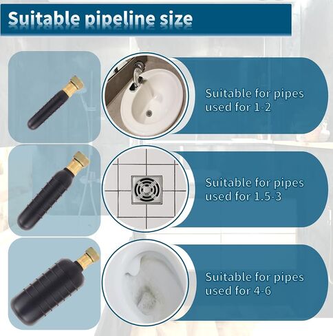 Drain Bladder Unclogger fits 1.5"to3" Pipes.& 3/4" Garden Hose Shut Off Valve,Drain Cleaning Bladder Unclogs Clogs in Kitchen Sinks, Bathtubs and Swimming Pool Pipes Through High-Pressure Water Flow in Kuwait