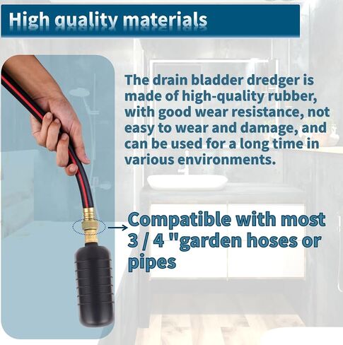 Drain Bladder Unclogger fits 1.5"to3" Pipes.& 3/4" Garden Hose Shut Off Valve,Drain Cleaning Bladder Unclogs Clogs in Kitchen Sinks, Bathtubs and Swimming Pool Pipes Through High-Pressure Water Flow in Kuwait