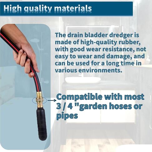 Drain Bladder Unclogger fits 1.5"to3" Pipes.& 3/4" Garden Hose Shut Off Valve,Drain Cleaning Bladder Unclogs Clogs in Kitchen Sinks, Bathtubs and Swimming Pool Pipes Through High-Pressure Water Flow in Kuwait