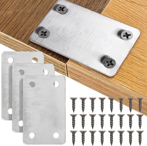 5 Sets Stainless Steel Fixed Corner Brackets Furniture with Screws Plate Hardware Fastener Connector Shelves Support Flat Brace in Saudi Arabia
