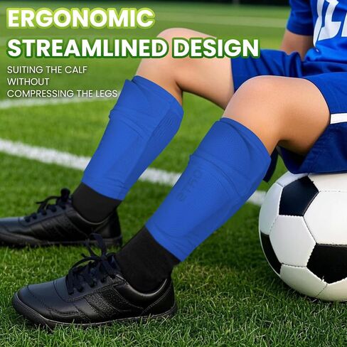 Shin Guards Soccer Kids 2025 Version High-Density Foam Soccer Shin Guard with Sleeves Shin Protective Pads for Youth Toddlers Daily Practice School Competitions Outdoor Play in Kuwait