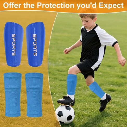 Shin Guards Soccer Kids 2025 Version High-Density Foam Soccer Shin Guard with Sleeves Shin Protective Pads for Youth Toddlers Daily Practice School Competitions Outdoor Play in Kuwait