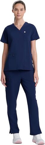 Care+Wear 6-Pocket Utility Relaxed Fit V-Neck Scrub Tops for Women – Moisture Wicking, Ultra-Soft, Wrinkle-Resistant in Saudi Arabia