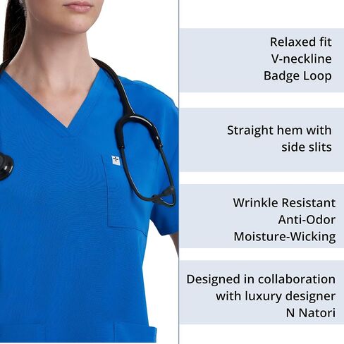 Care+Wear 6-Pocket Utility Relaxed Fit V-Neck Scrub Tops for Women – Moisture Wicking, Ultra-Soft, Wrinkle-Resistant in Saudi Arabia