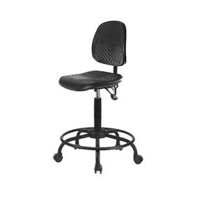 Thomas ECOM PMBCH-MB-RT-T1-A0-RC Polyurethane Medium Bench Height Chair with Round Tube Base with Tilt and Without Arm, Medium Back, Casters in Kuwait