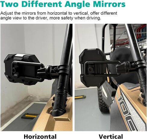 SUNPIE UTV Mirrors for 1.75’’ to 2’’ Roll Bar Cage, SXS Side View Mirror Compatible with Polaris RZR 800 900 1000 XP Turbo Teryx w/Install Tools and Orange Blue Insert, Adjustable Aluminum Tube Clamp in Saudi Arabia