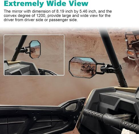 SUNPIE UTV Mirrors for 1.75’’ to 2’’ Roll Bar Cage, SXS Side View Mirror Compatible with Polaris RZR 800 900 1000 XP Turbo Teryx w/Install Tools and Orange Blue Insert, Adjustable Aluminum Tube Clamp in Saudi Arabia